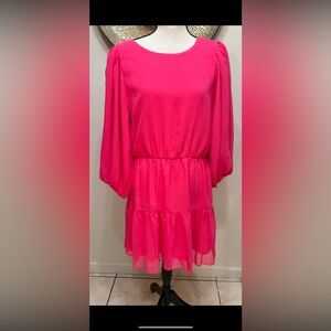 Vibrant Pink Dress with Flowing Sleeves